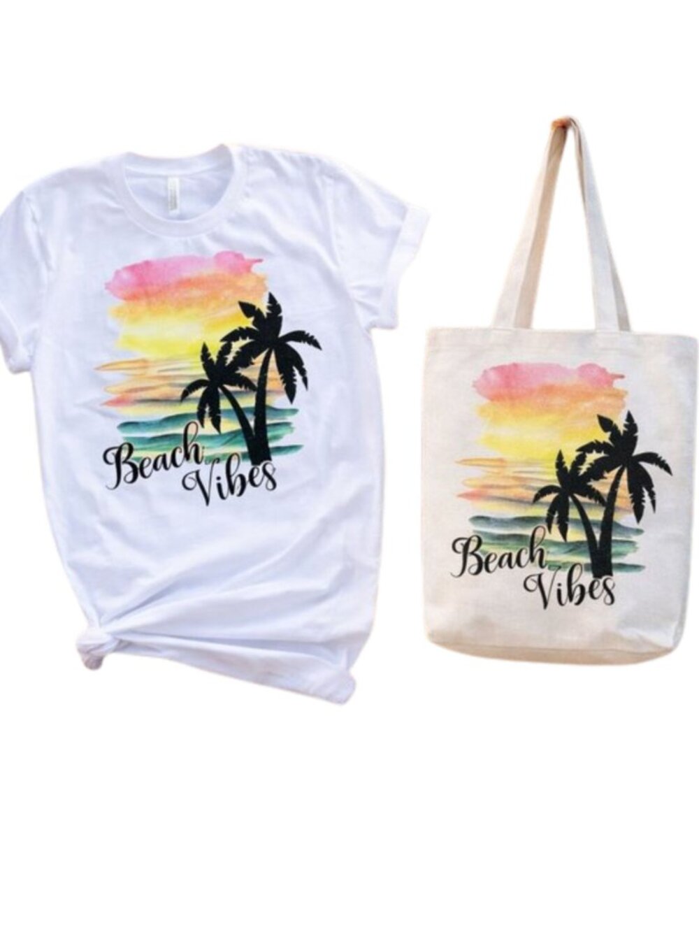 Beach Vibes T-Shirt And Tote Bag Gift Set Bundle